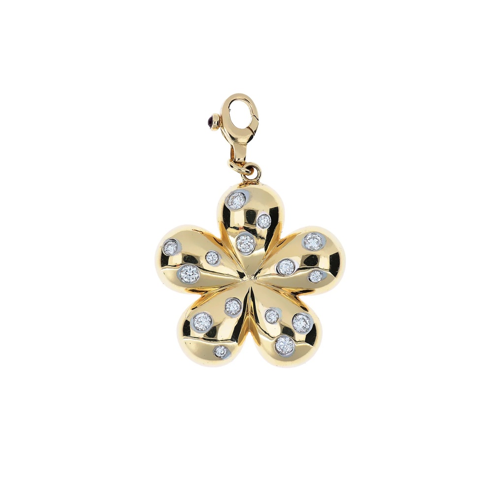 Rose Gold Flower Charm Pendant Diamond