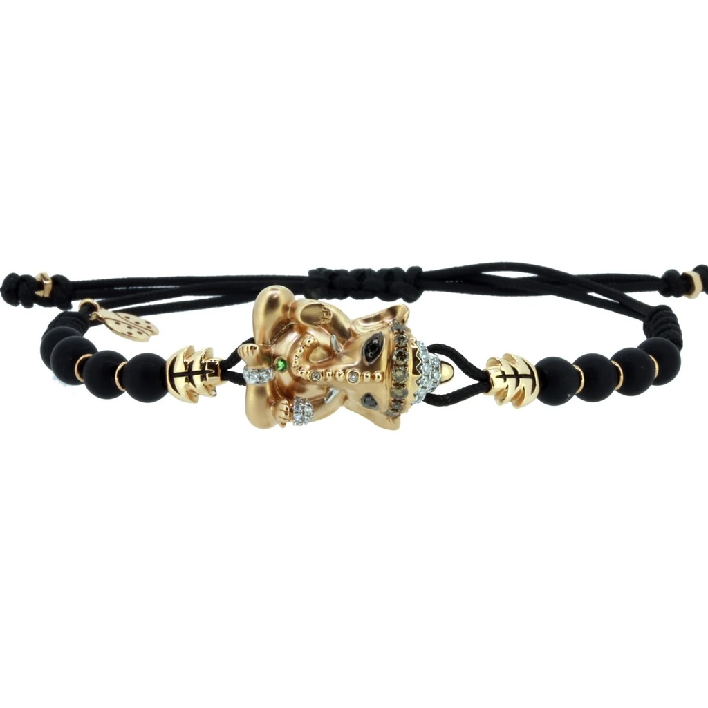 Rose Gold Ganesh Bead Bracelet Diamond Tsavorite