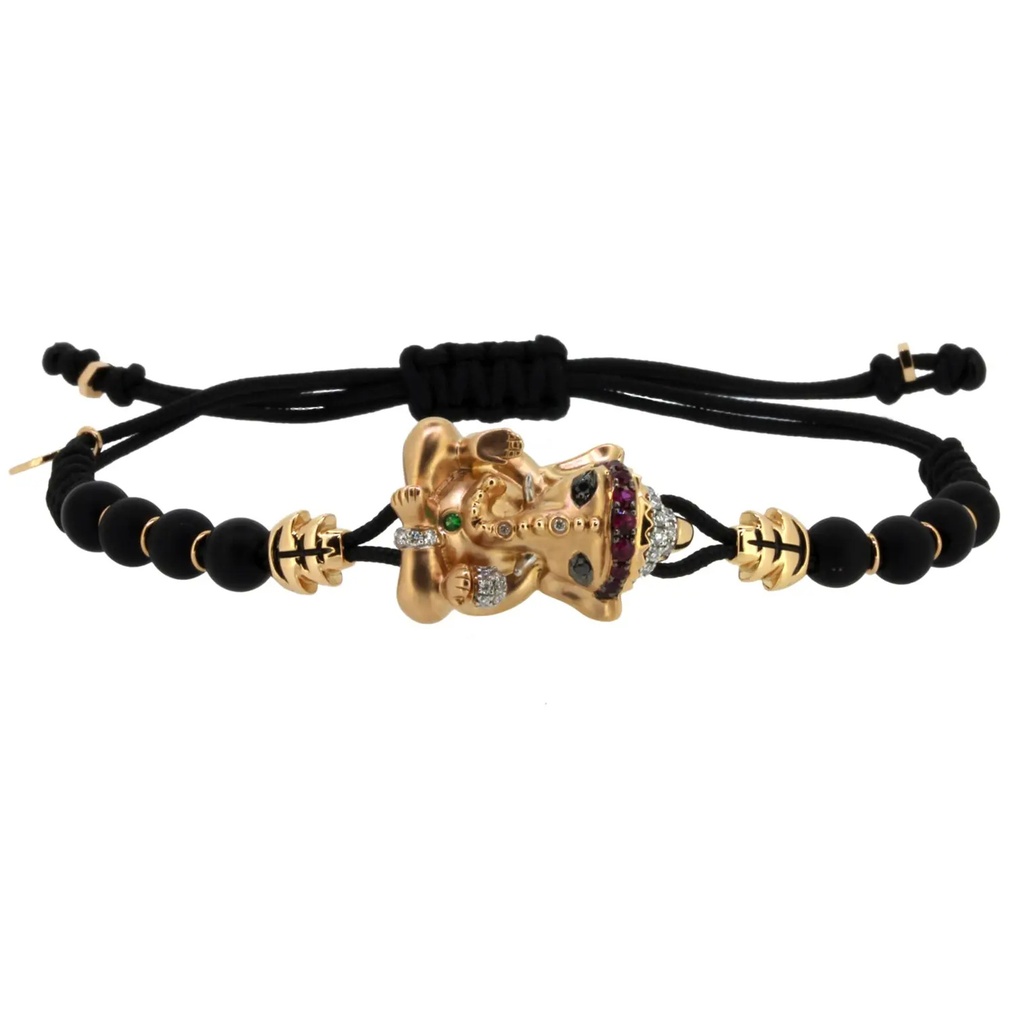Rose Gold Ganesh Bead Bracelet White and Black Diamond