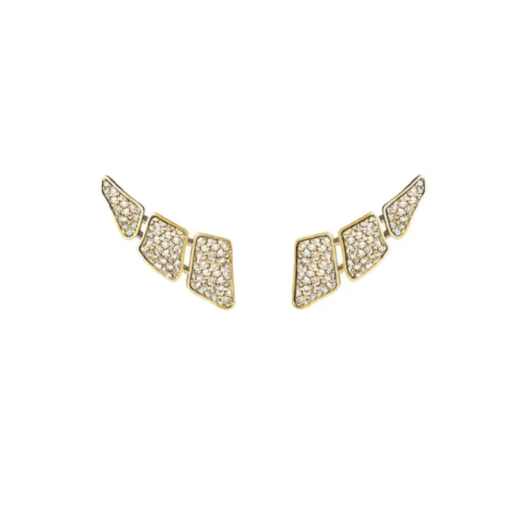 Skin 3 Elements Full Pave Diamond Earrings - Yellow Gold