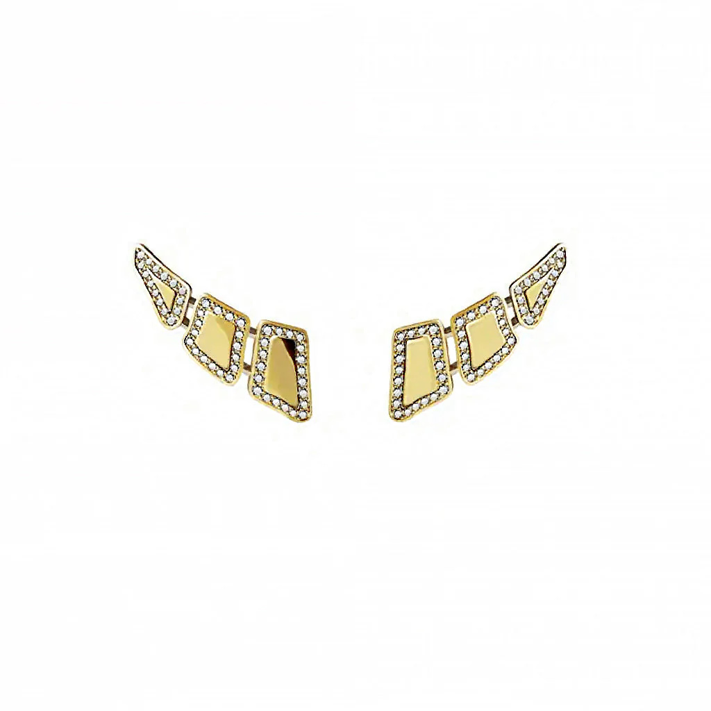 Skin 3 Elements Light Pave Diamond Earrings - Yellow Gold