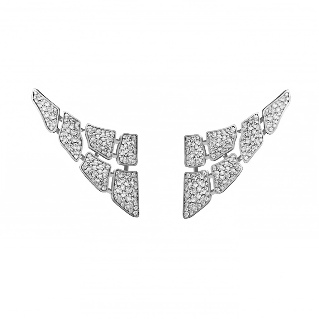 Skin 6 Elements Full Pave Diamond Earrings - White Gold