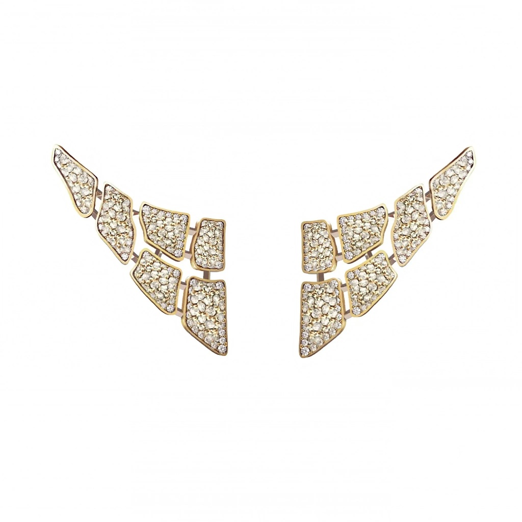 Skin 6 Elements Full Pave Diamond Earrings - Yellow Gold