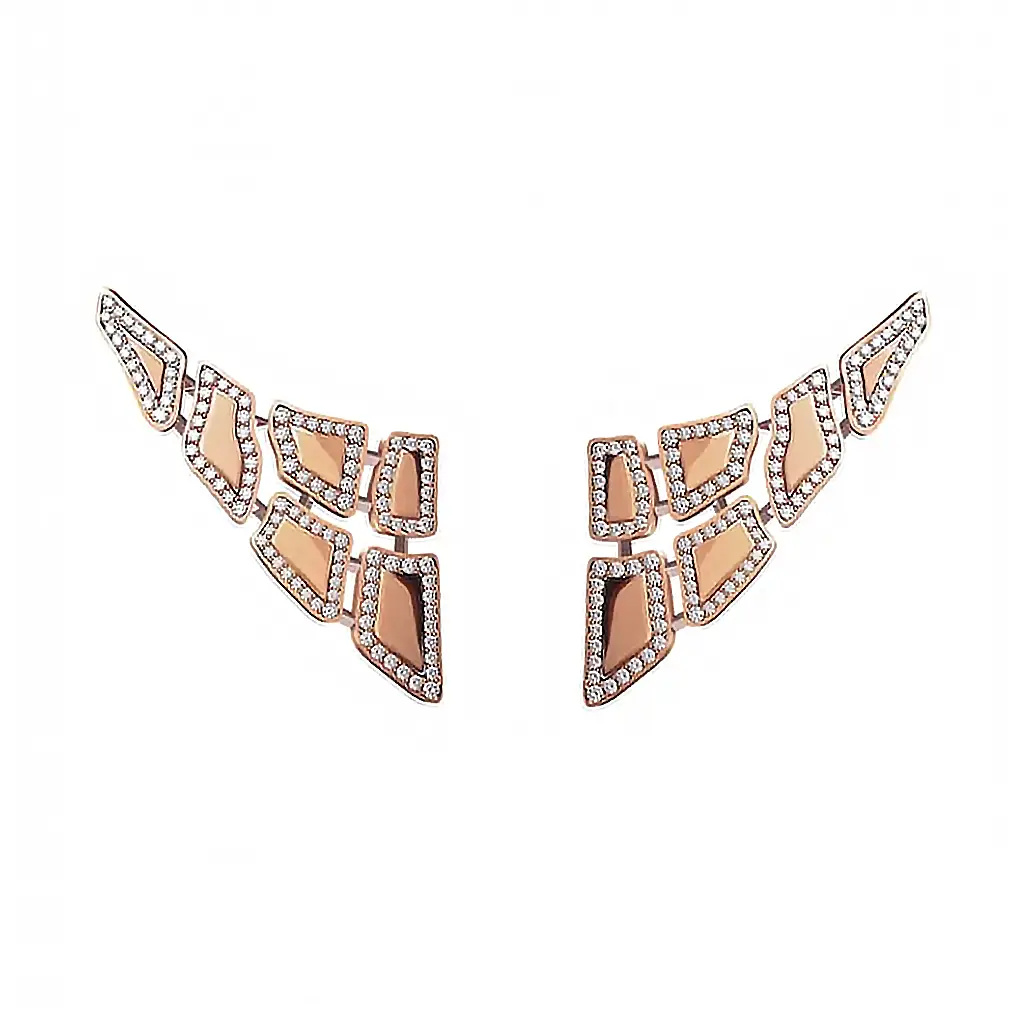 Skin 6 Elements Light Pavé Diamond Earrings - Rose Gold