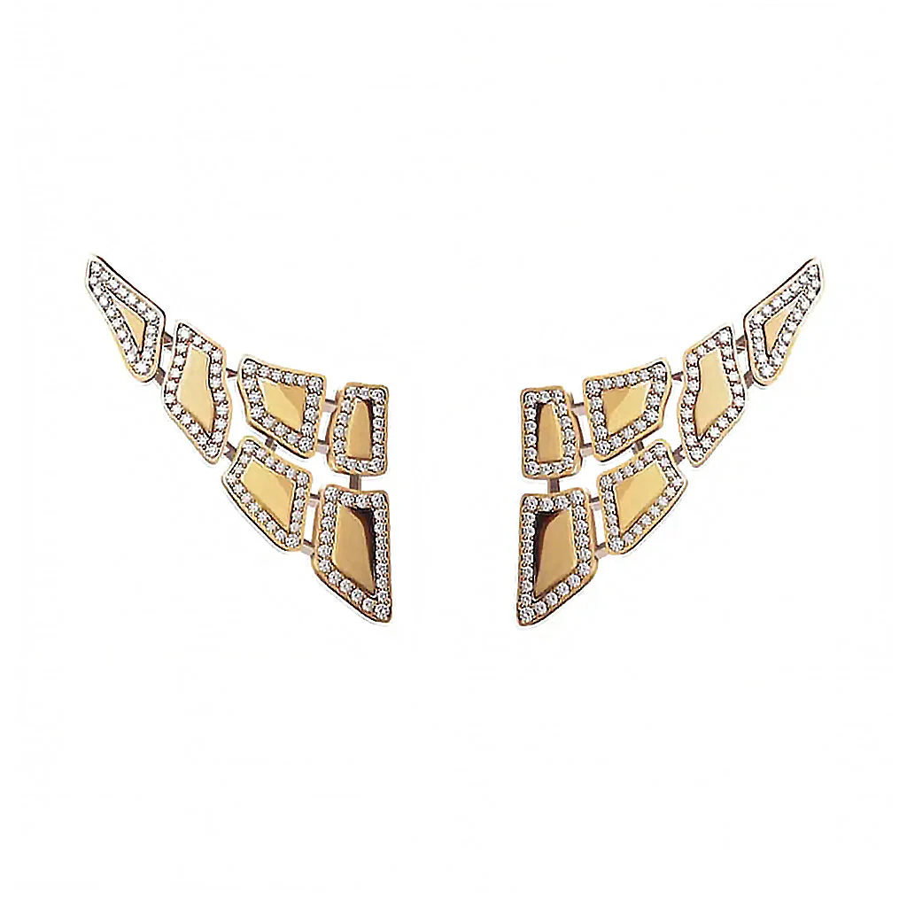 Skin 6 Elements Light Pave Diamond Earrings - Yellow Gold