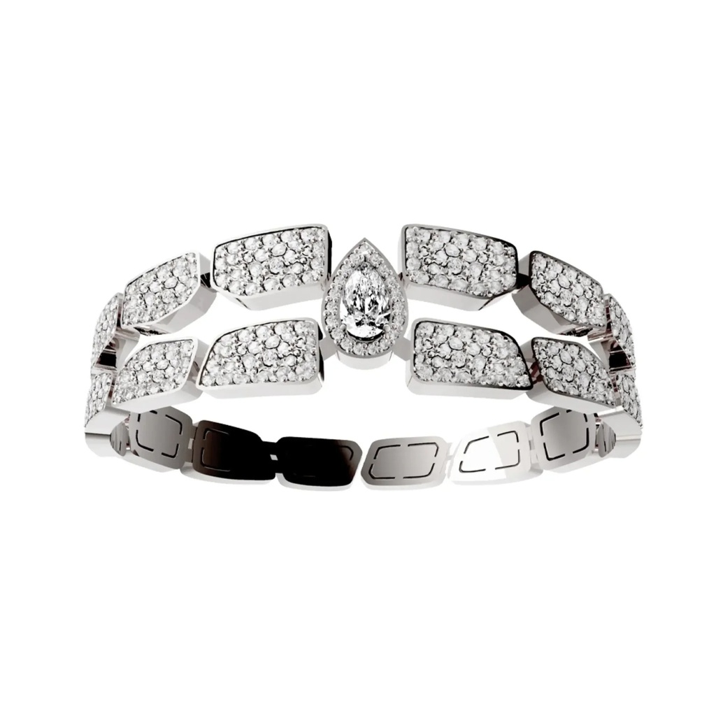 Skin Double Row Full Pave Diamond Bracelet - Rose Gold
