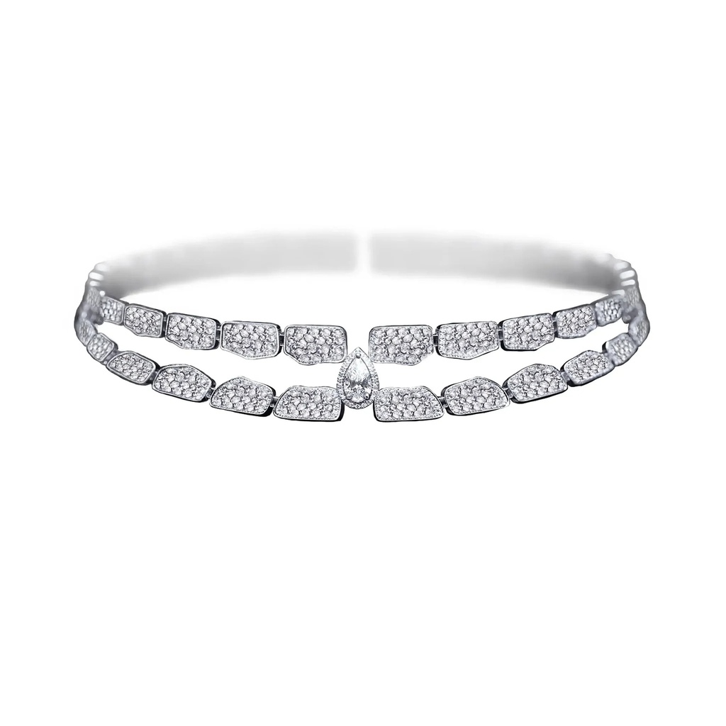 Skin Double Row Full Pavé Diamond Choker - Rose Gold