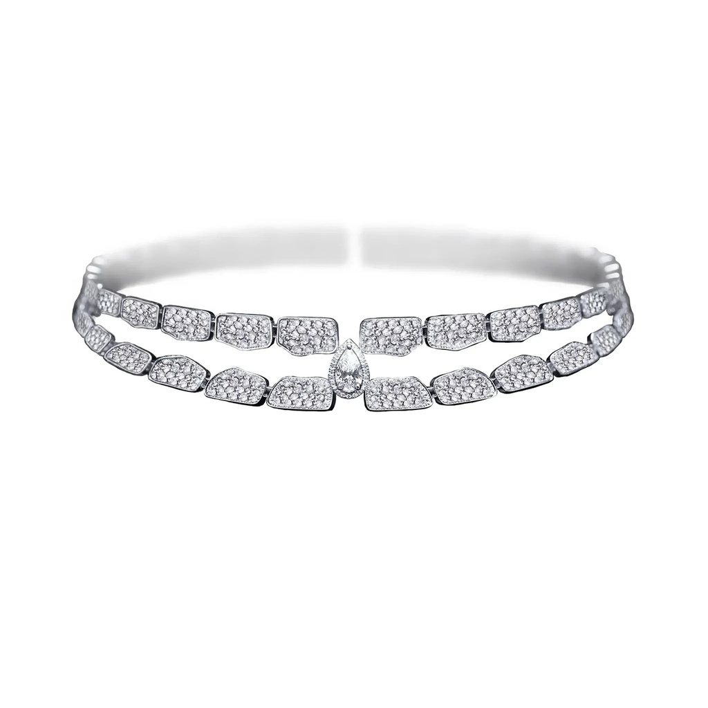 Skin Double Row Full Pave Diamond Choker - White Gold