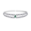 Skin Double Row Full Pavé Diamond Emerald Choker - White Gold