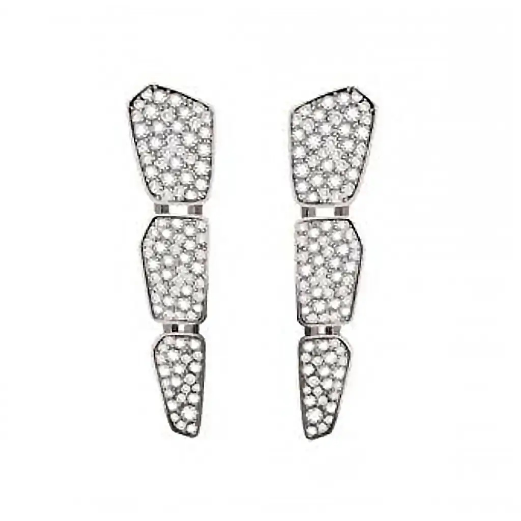 Skin Drop Full Pave Diamond Earrings - White Gold
