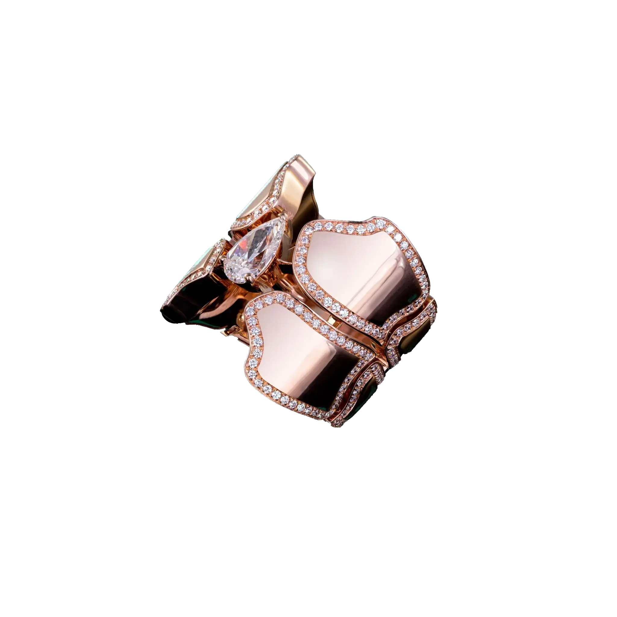 Skin Large Double Row Light Pave Diamond Ring - Rose Gold