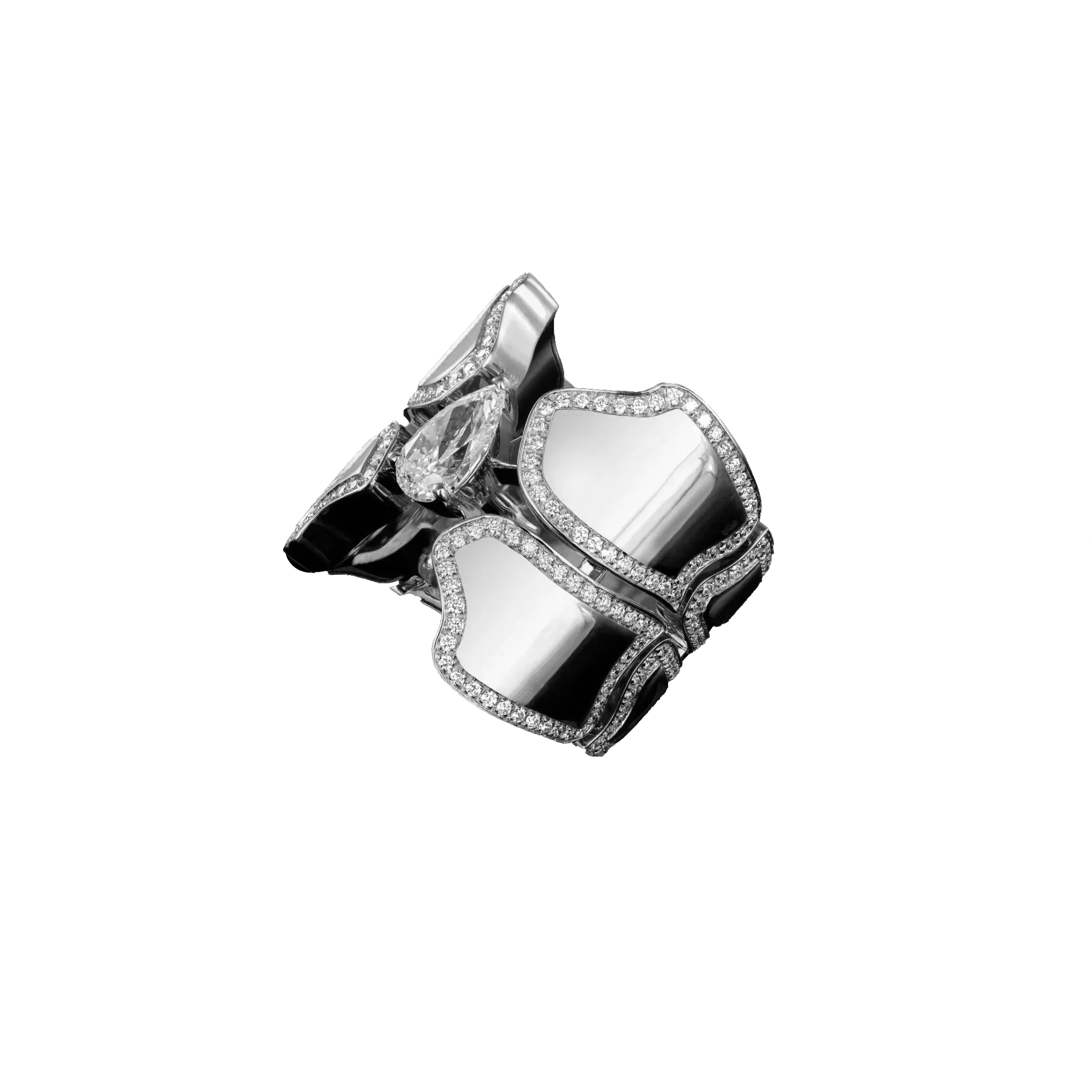 Skin Large Double Row Light Pave Diamond Ring - White Gold
