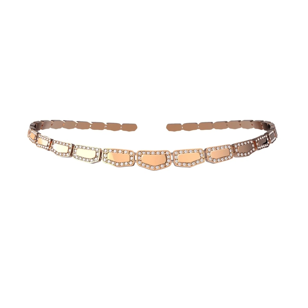 Skin Single Row Light Pavé Diamond Choker - Rose Gold