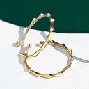 Spike 1 Row Light Pave Diamond Hoops - Yellow Gold