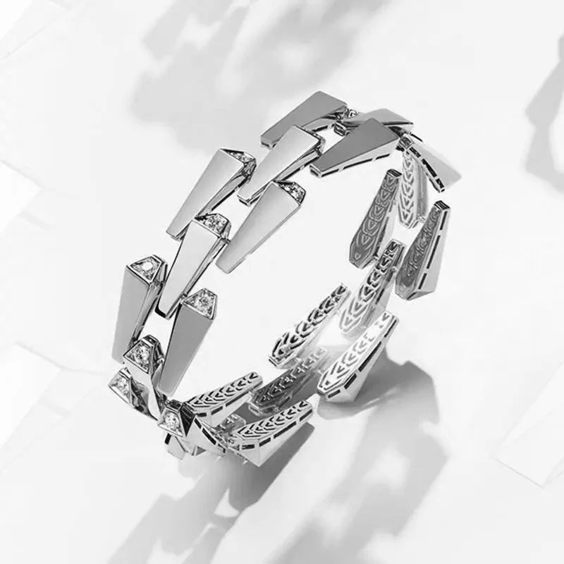 Spike 3 Row Light Pave Diamond Bracelet - White Gold