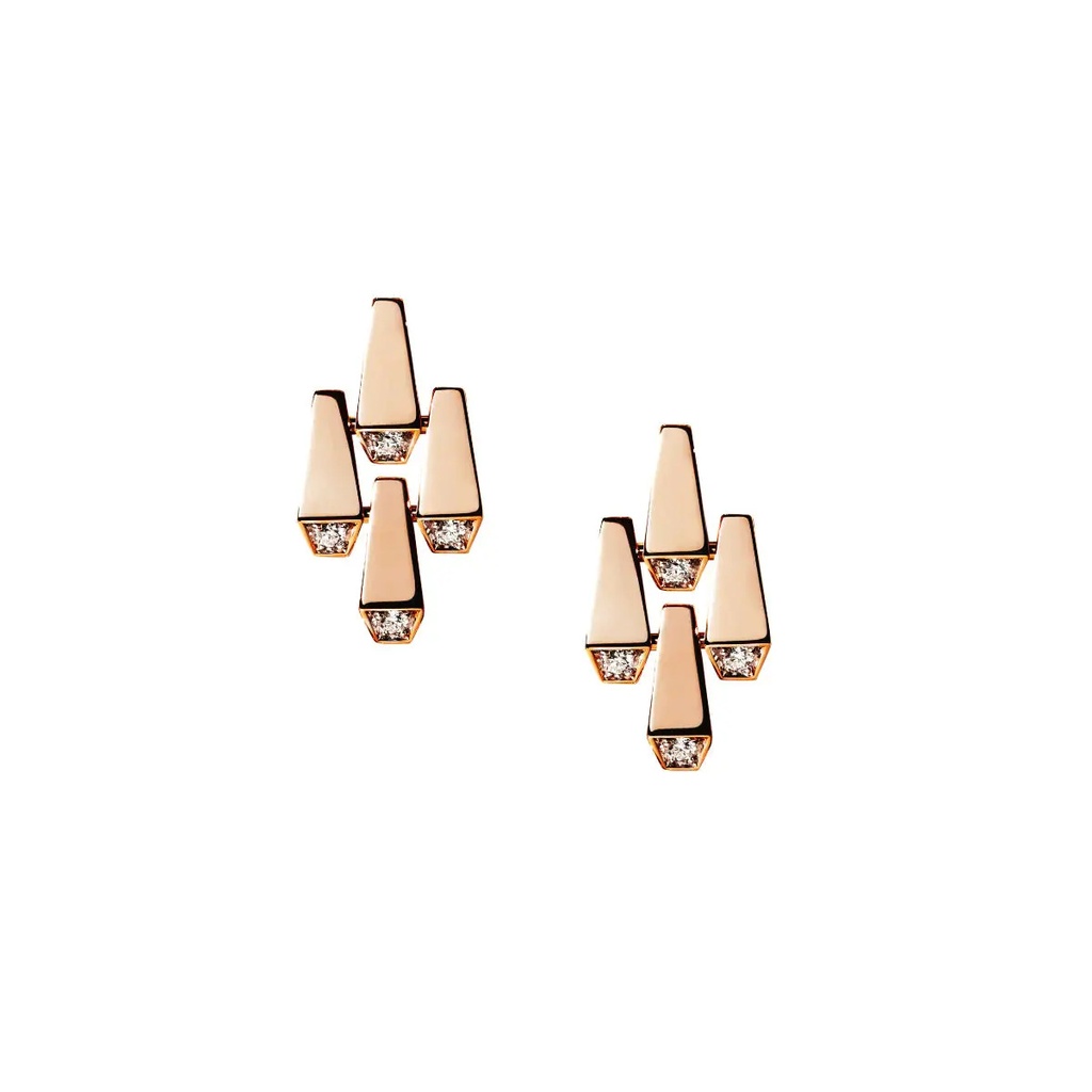 Spike 4 Elements Light Pavé Diamond Earrings - Rose Gold