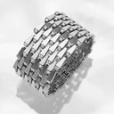 Spike 9 Row Manchette Light Pave Diamond Bracelet - White Gold