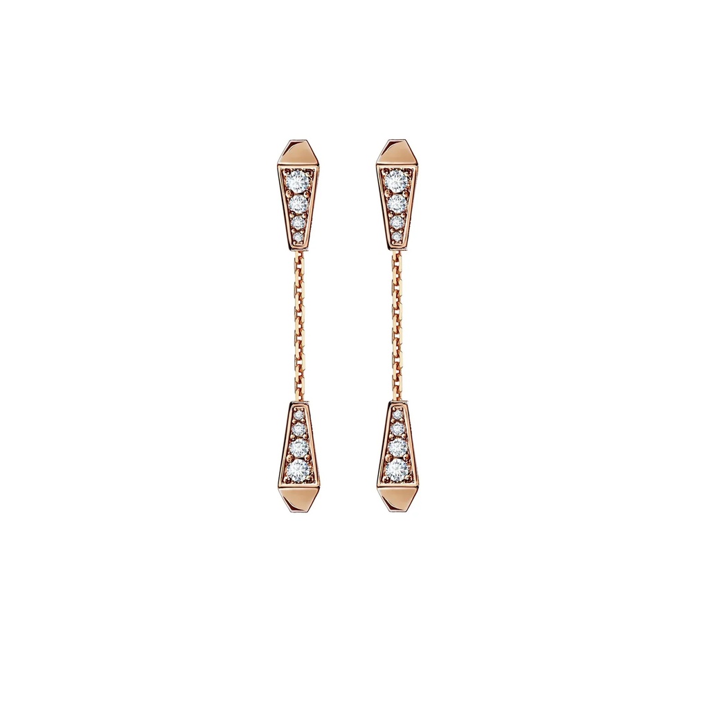 Spike Double Drop Full Pavé Diamond Earrings - Rose Gold