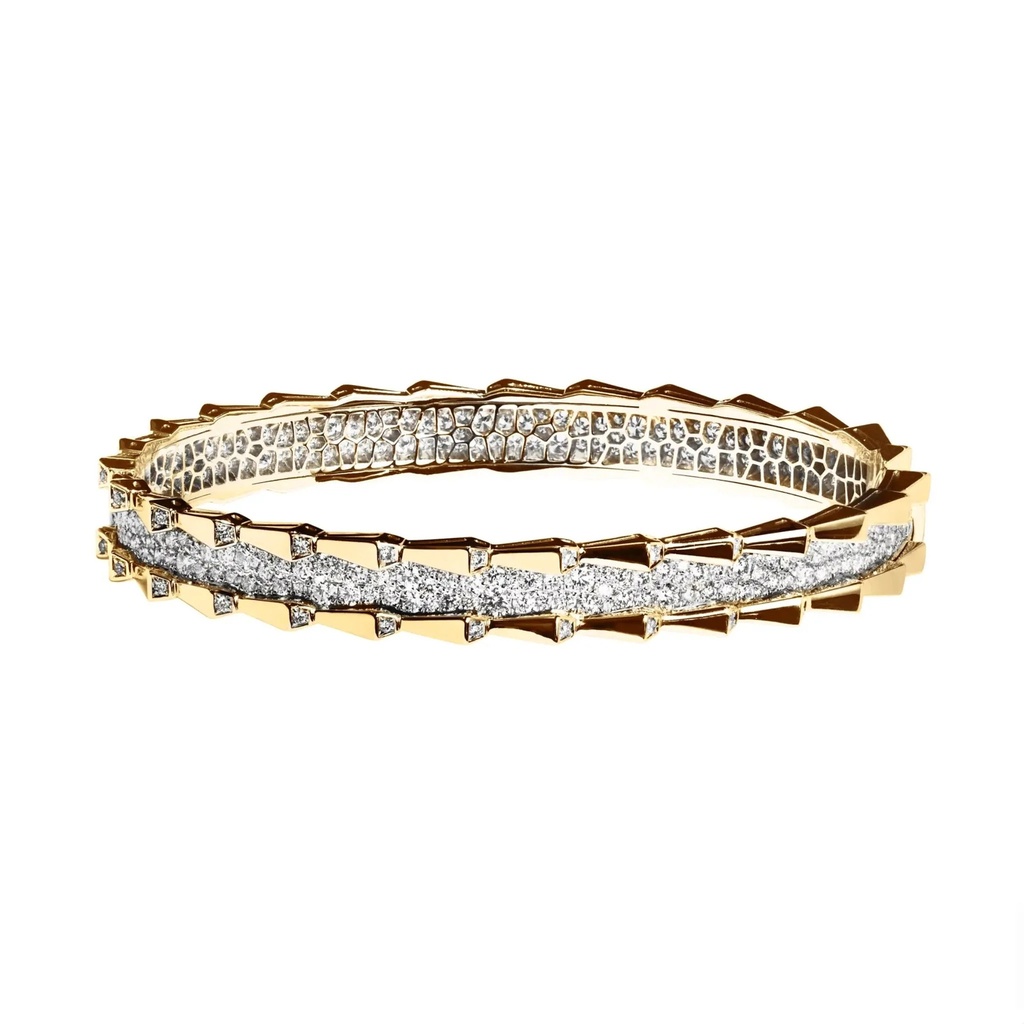 Spike Double Row Full Pave Diamond Bracelet - Yellow Gold