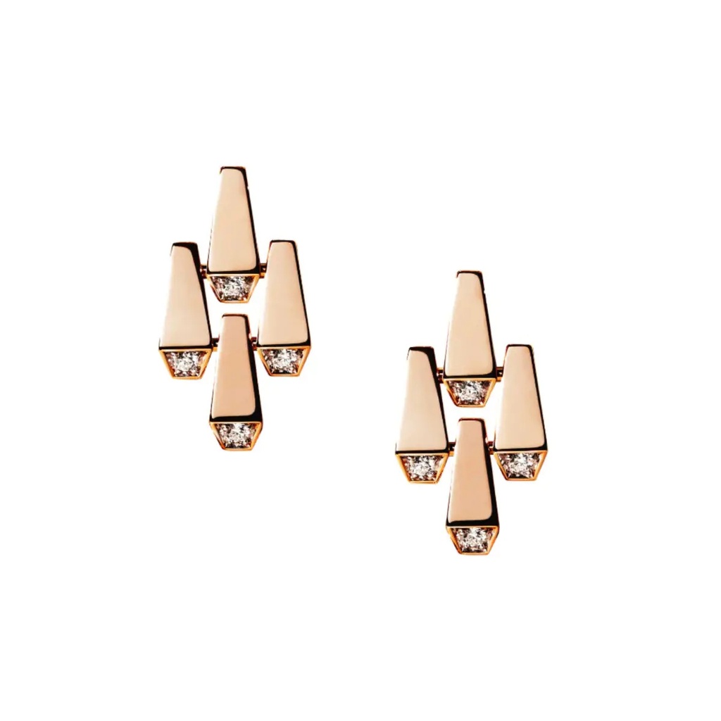 Spike Large 4 Elements Light Pavé Diamond Earrings - Rose Gold