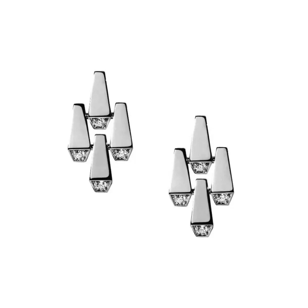 Spike Large 4 Elements Light Pave Diamond Earrings - White Gold