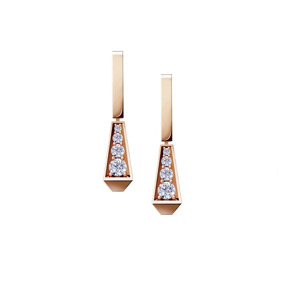 Spike One Bar Fill Pavé Diamond Earrings - Rose Gold