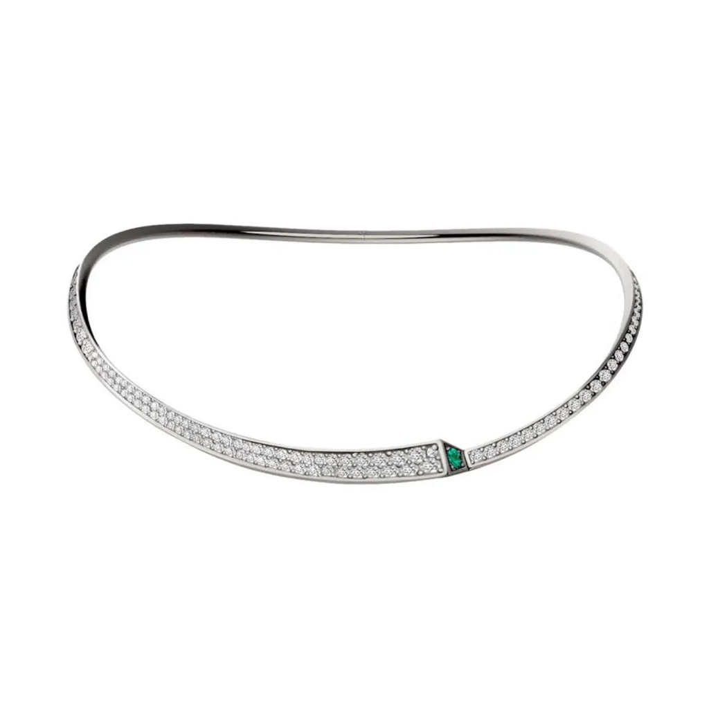 Spike One Full Pavé Diamond Choker - Rose Gold