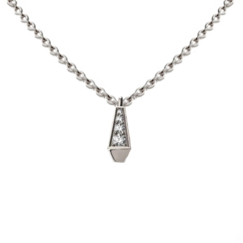 Spike One Full Pave Diamond Mini Pendant - White Gold