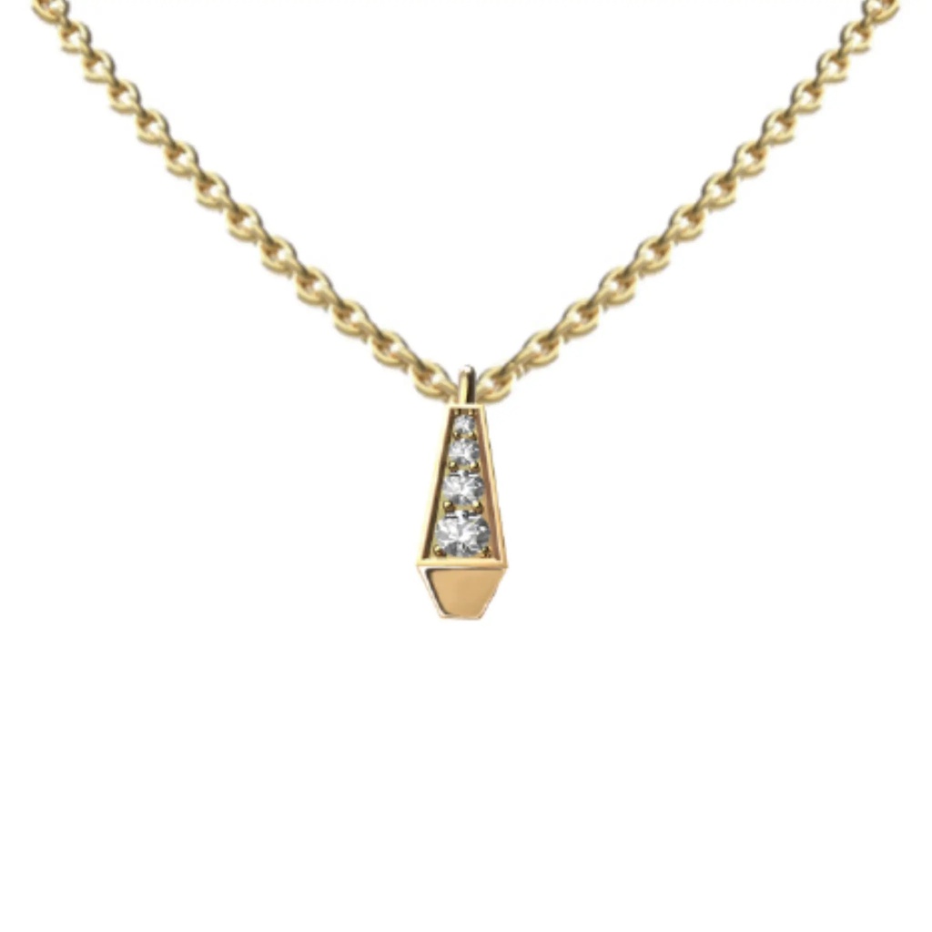 Spike One Full Pave Diamond Pendant - Yellow Gold