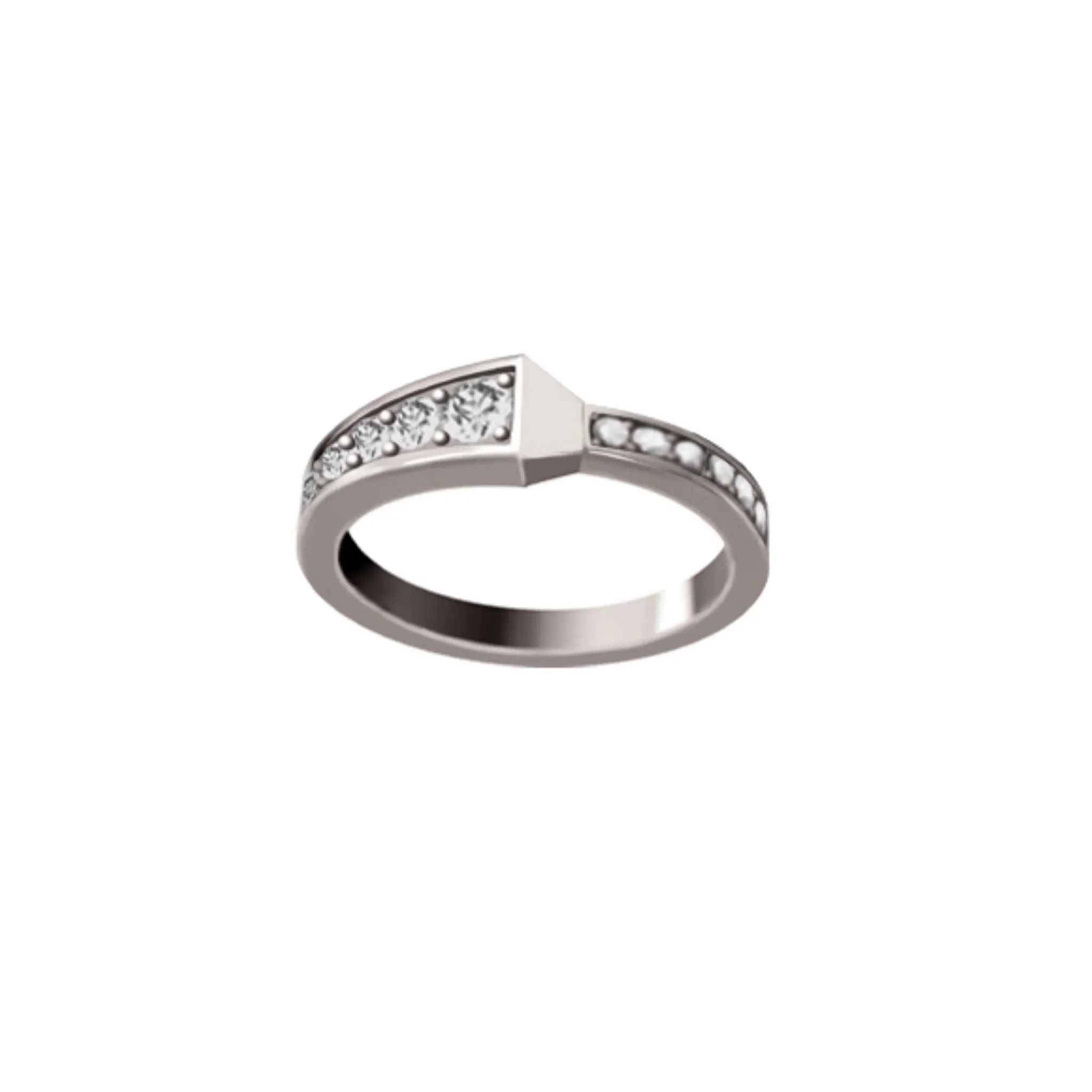 Spike One Full Pavé Diamond Ring - White Gold