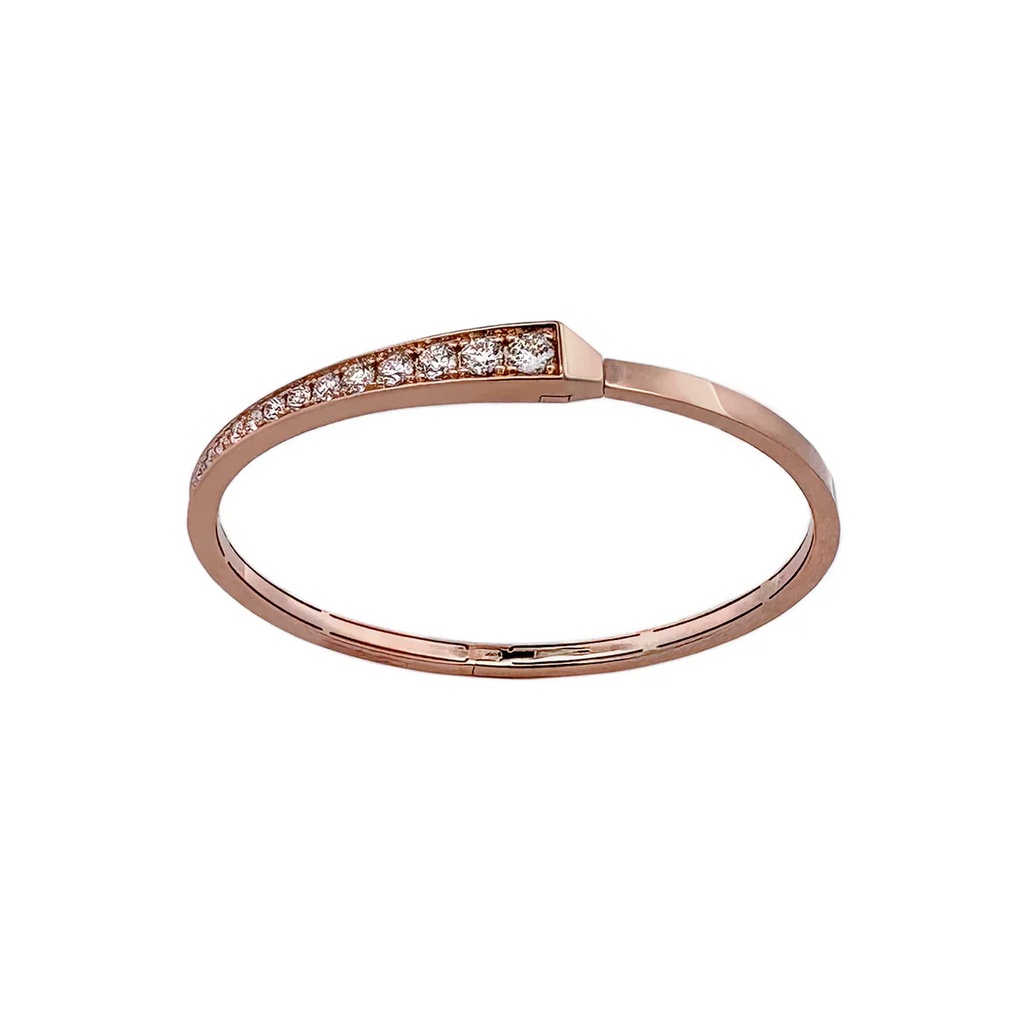 Spike One Half Pave Diamond Bracelet - Rose Gold