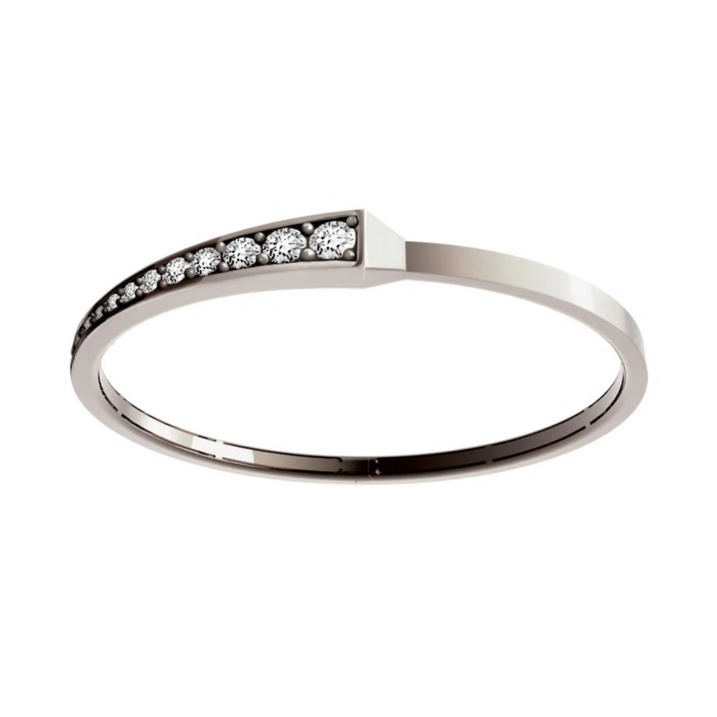 Spike One Half Pave Diamond Bracelet - White Gold