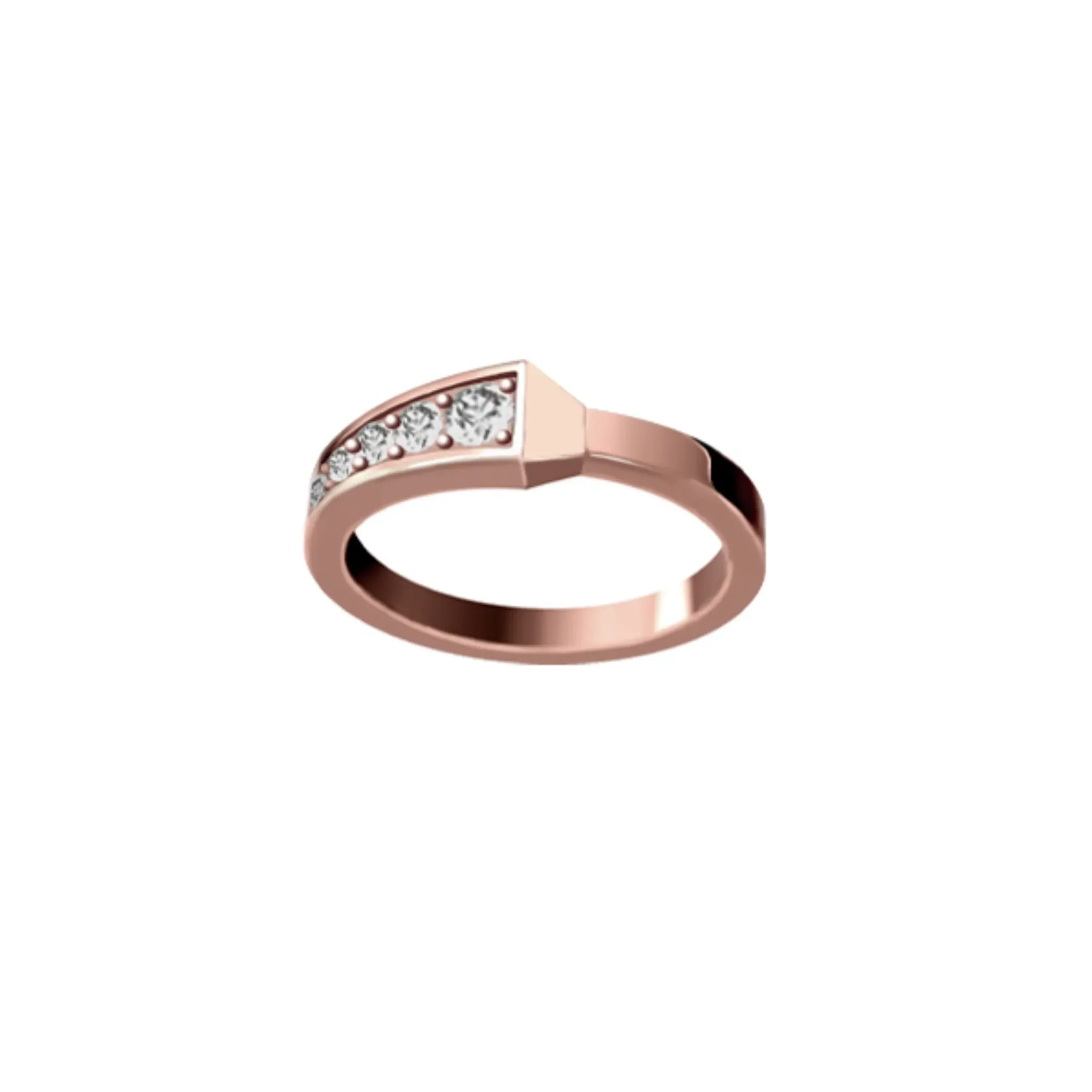 Spike One Half Pavé Diamond Ring - Rose Gold