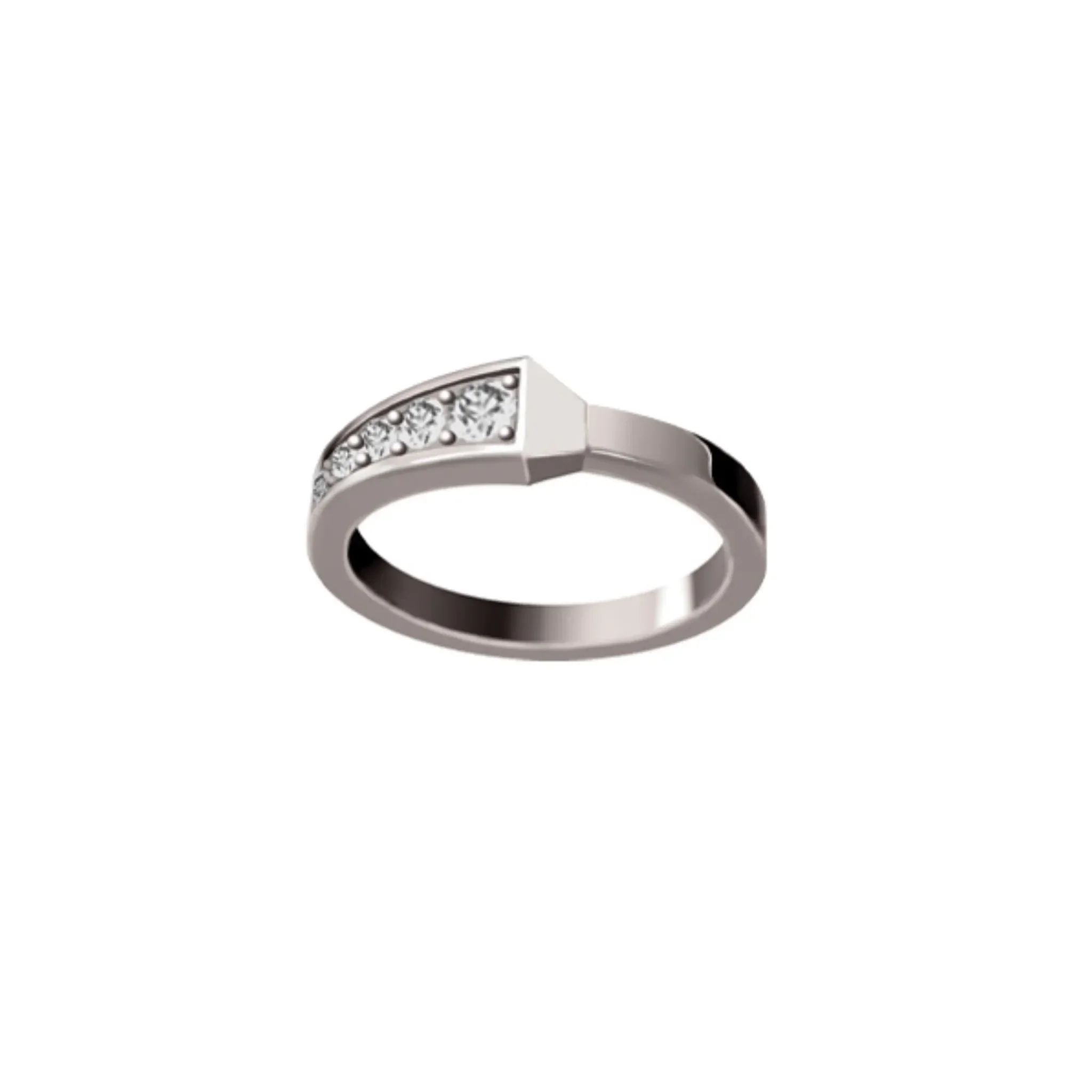 Spike One Half Pavé Diamond Ring - White Gold