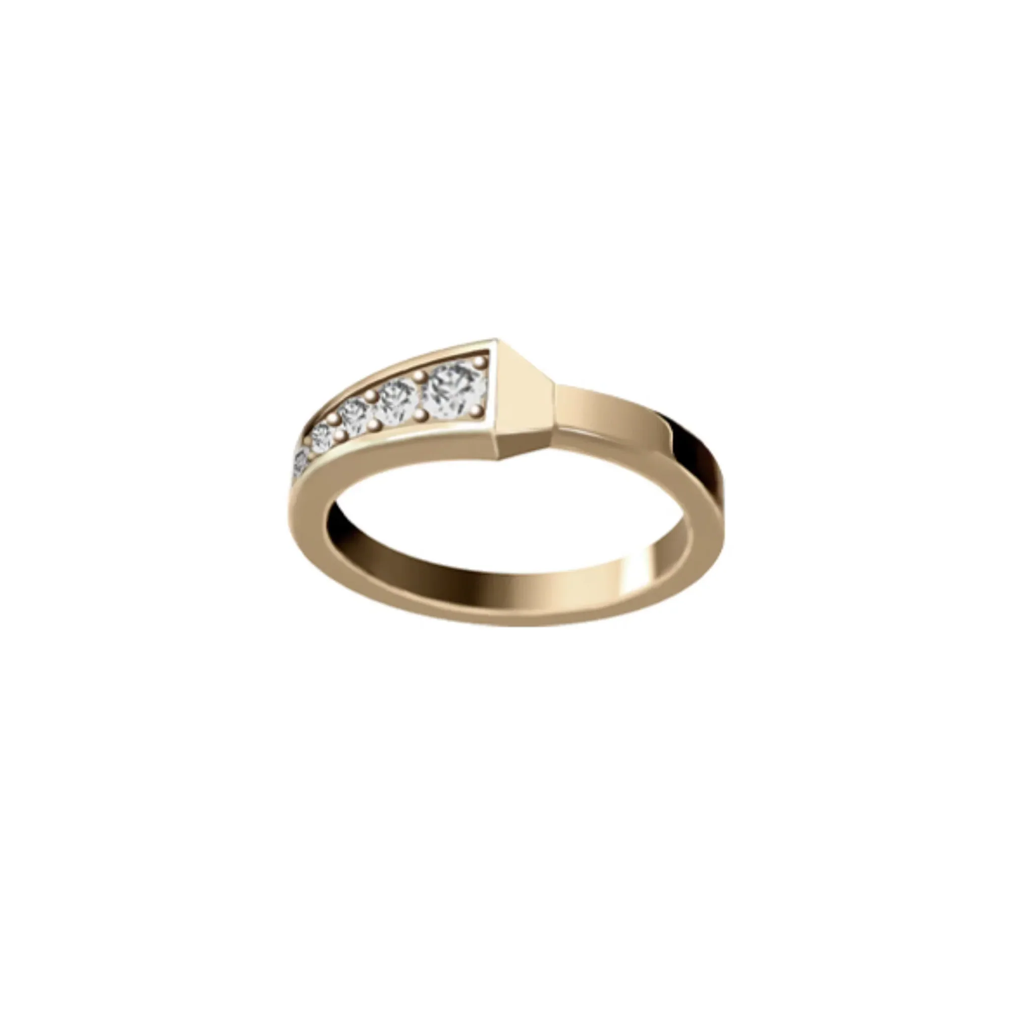 Spike One Half Pavé Diamond Ring - Yellow Gold