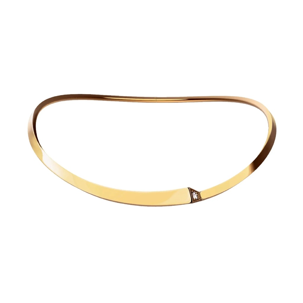 Spike One Light Pave Diamond Choker - Yellow Gold