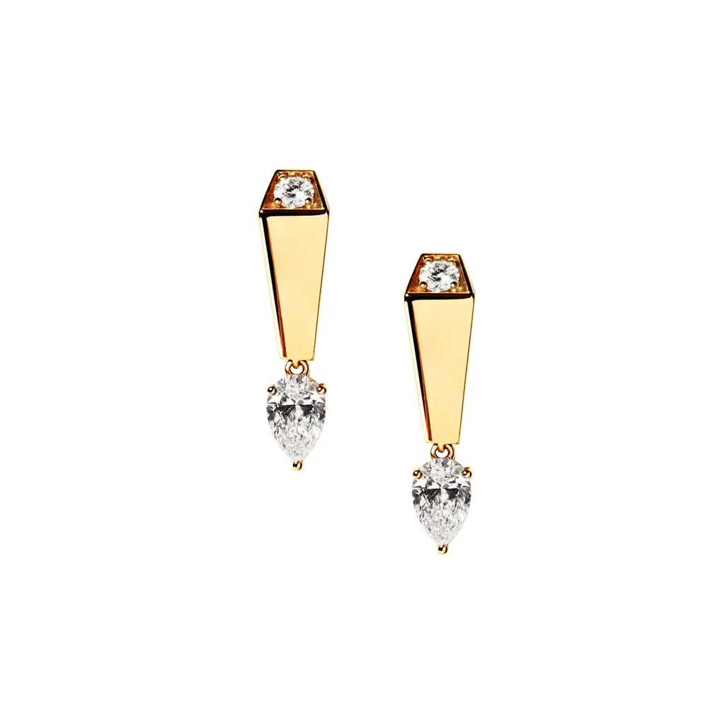 Spike One Light Pave Diamond Earrings - Yellow Gold
