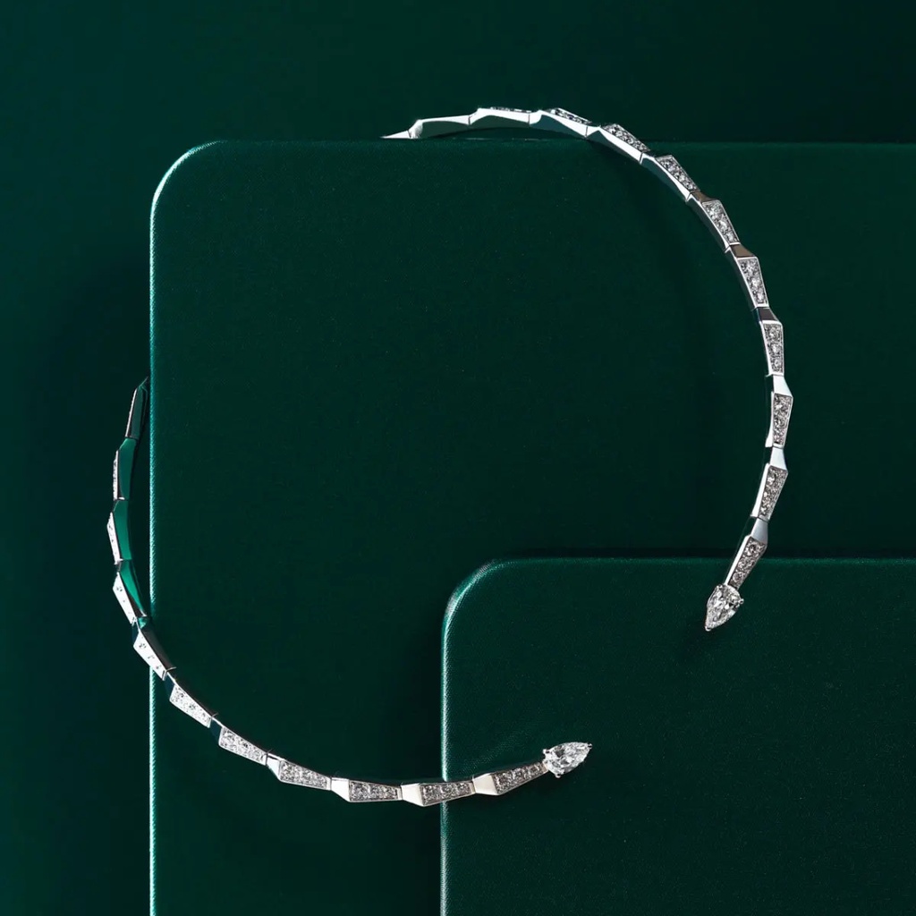 Spike Open Full Pave Diamond Choker - Yellow Gold