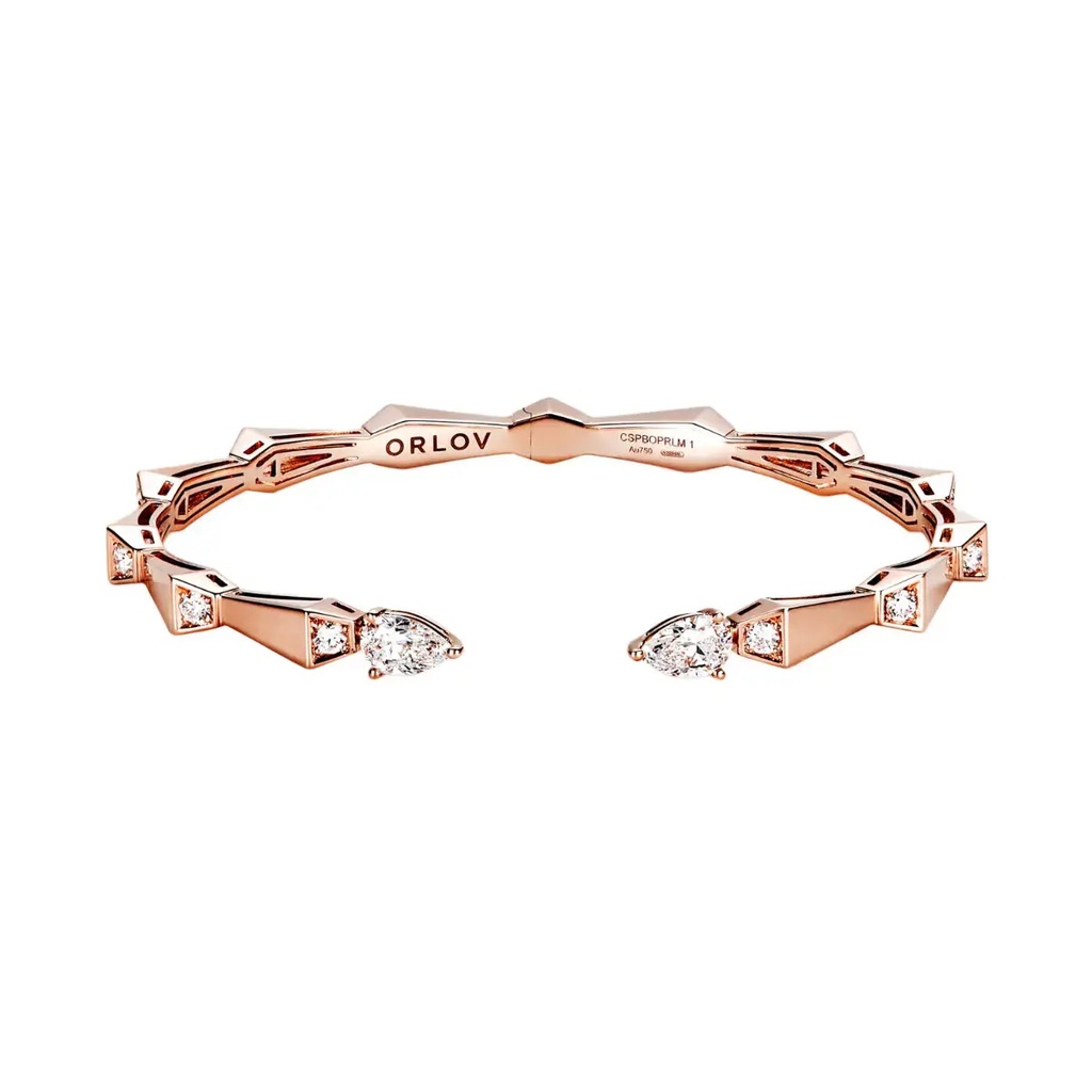 Spike Open Light Pave Diamond Bracelet - Rose Gold
