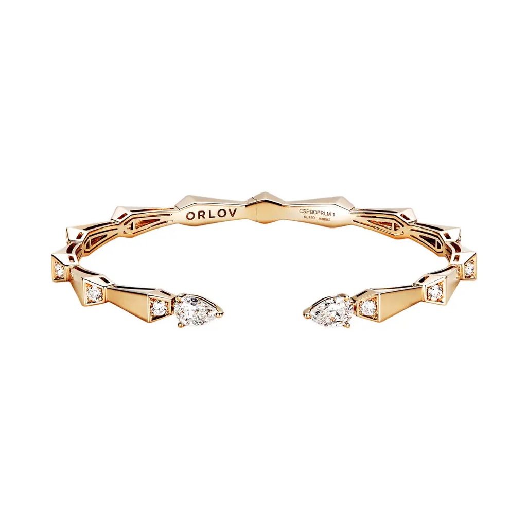 Spike Open Light Pave Diamond Bracelet - Yellow Gold