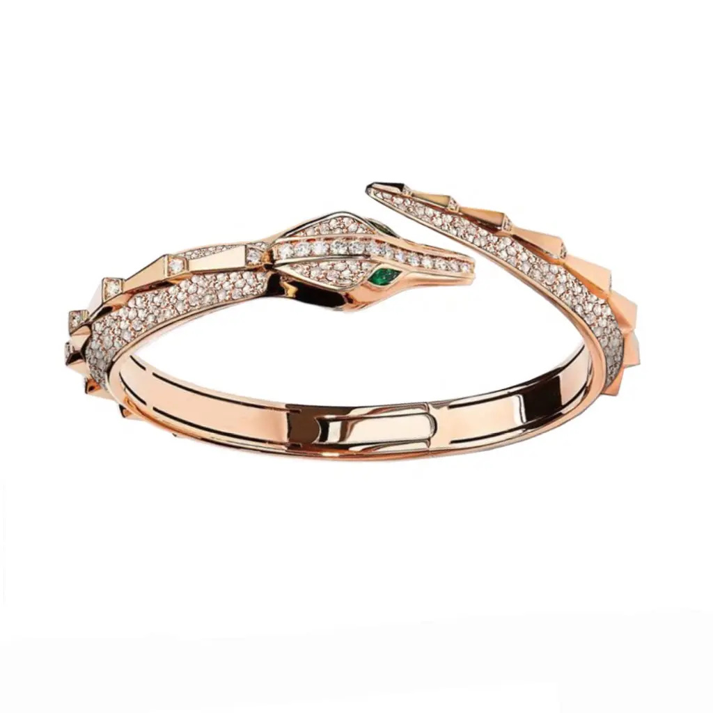 Spike Signature Croco Full Pave Diamond Bracelet - Rose Gold