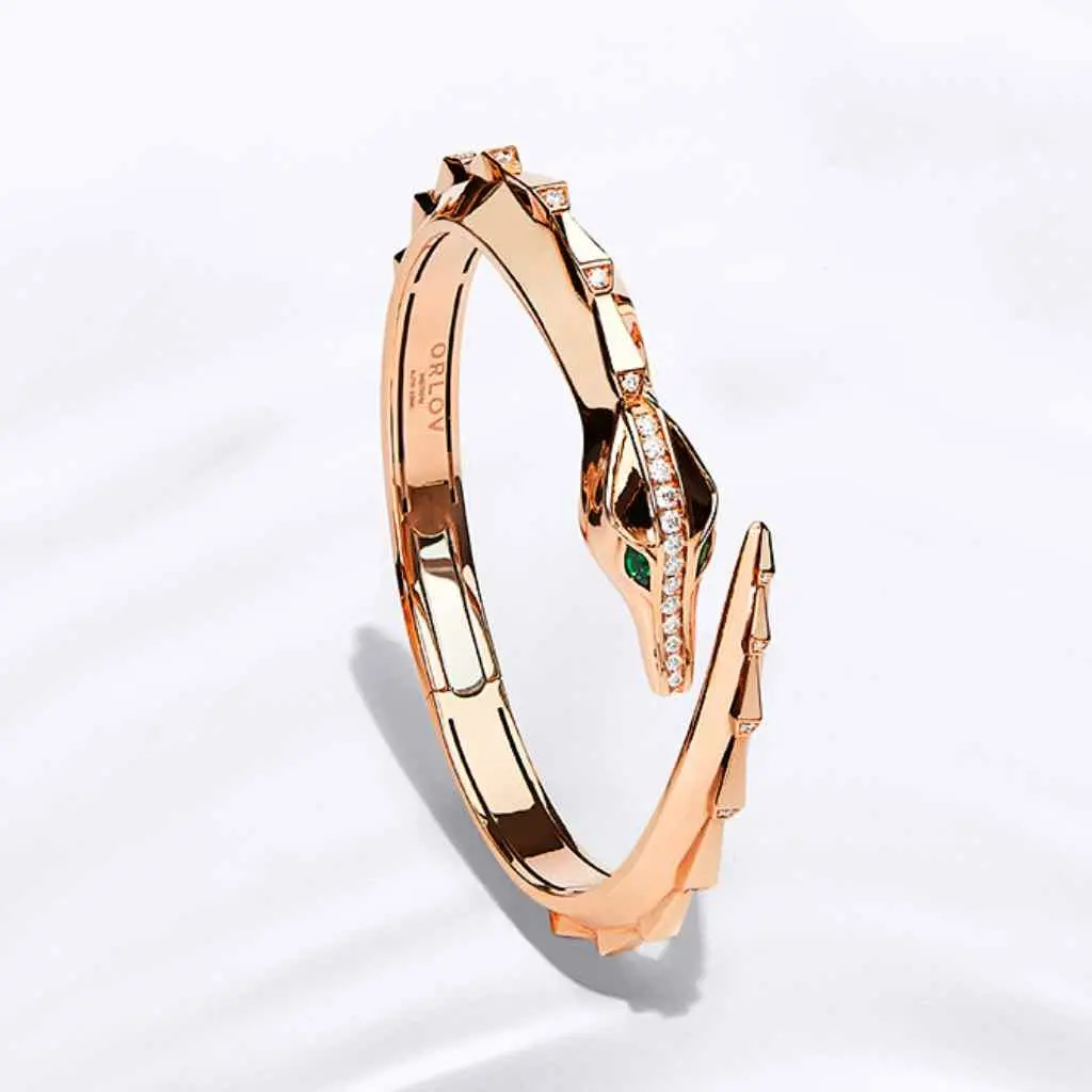Spike Signature Croco Light Pave Diamond Bracelet - Rose Gold