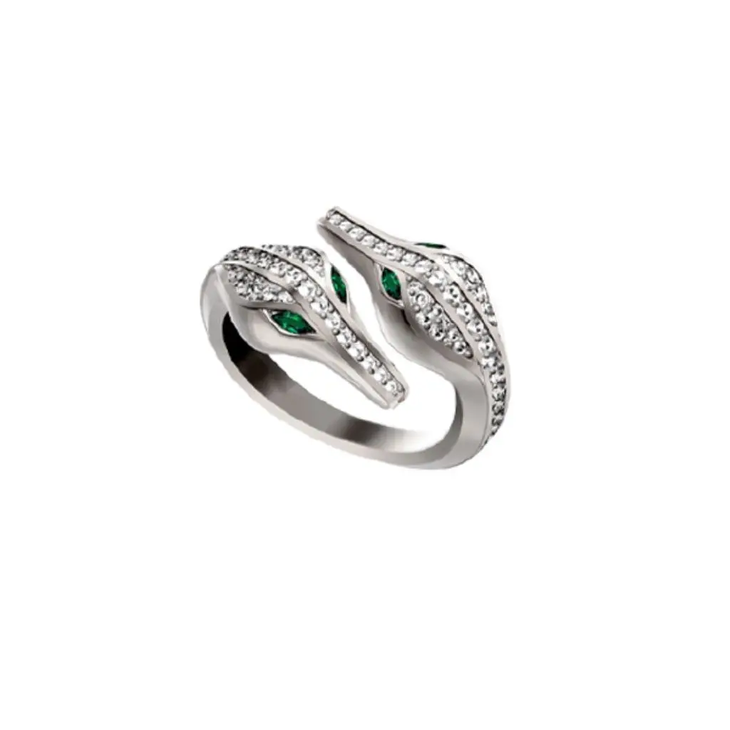 The Caresse de Croco Double Head Full Pave Diamond Ring - White Gold