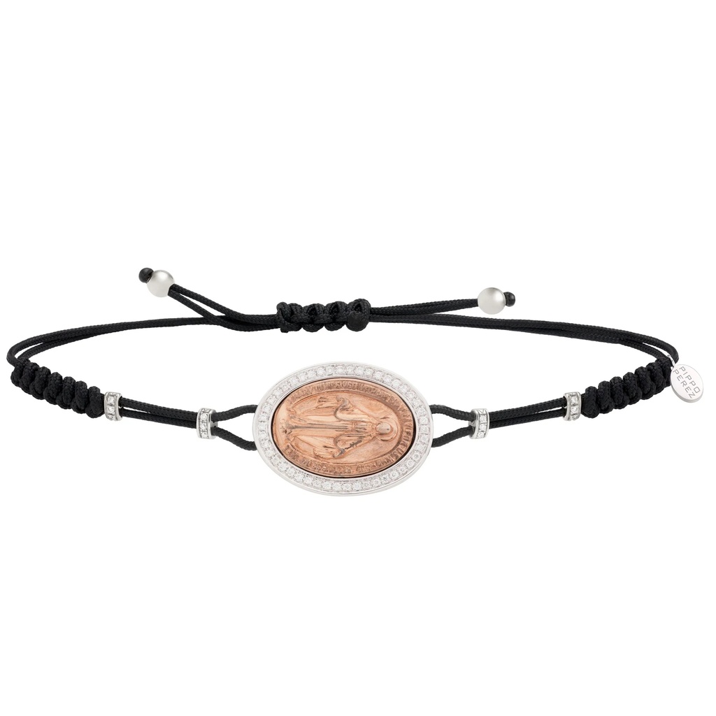 Rose Gold Holy Mary Cord Bracelet Diamond