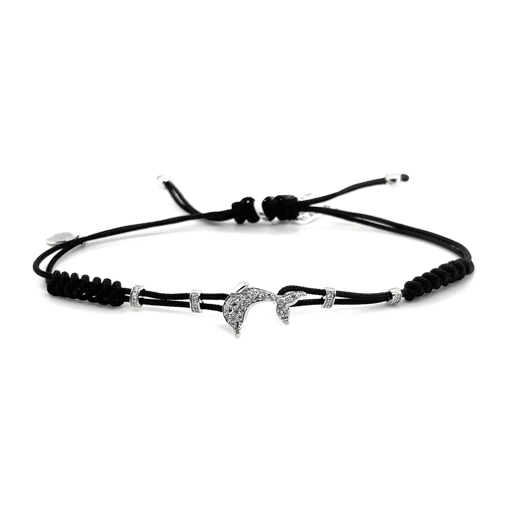 White Gold Dolphin Cord Bracelet Diamond