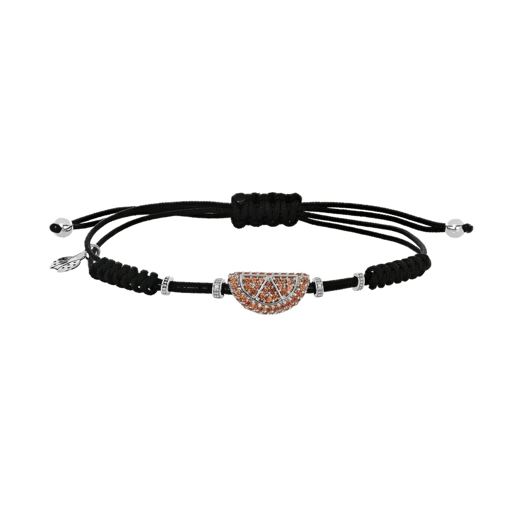 White Gold Medium Orange Cord Bracelet Diamond Orange Sapphire