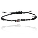 White Gold Skull Cord Bracelet Diamond Ruby