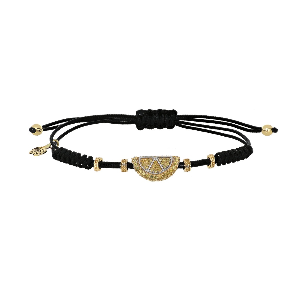 Yellow Gold Medium Watermelon Cord Bracelet Orange Sapphire