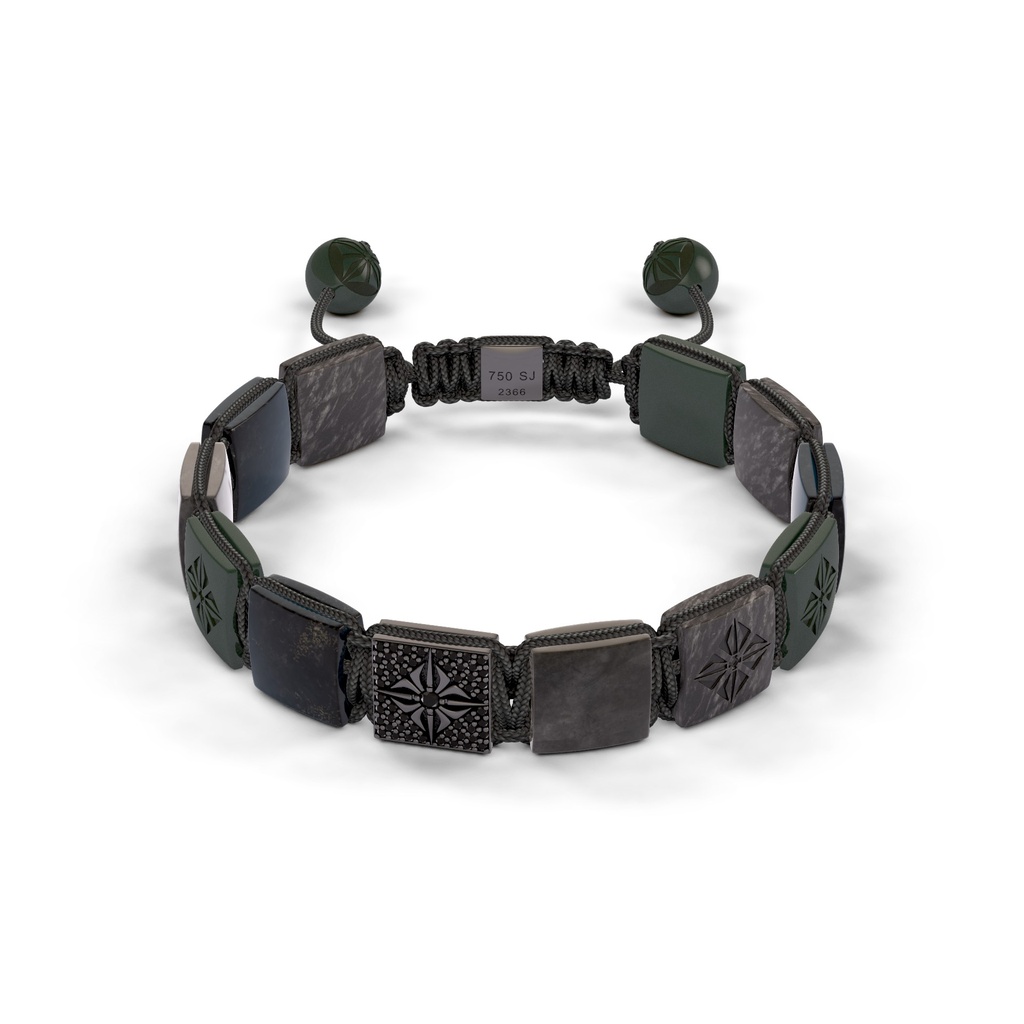 Shamballa Jewels Black Gold Sapphire & Jade 10mm Lock Bead Bracelet