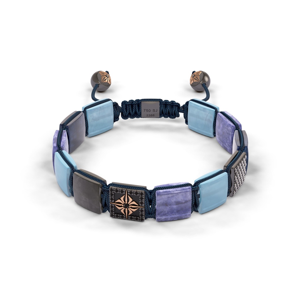 Shamballa Jewels Rose & Black Gold Diamond Sapphire Tanzanite & Aquamarine 10mm Lock Bead Bracelet